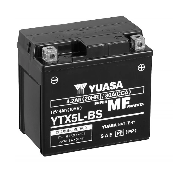 Batterie yuasa moto ytx5l bs sans entretien 12v 4ah